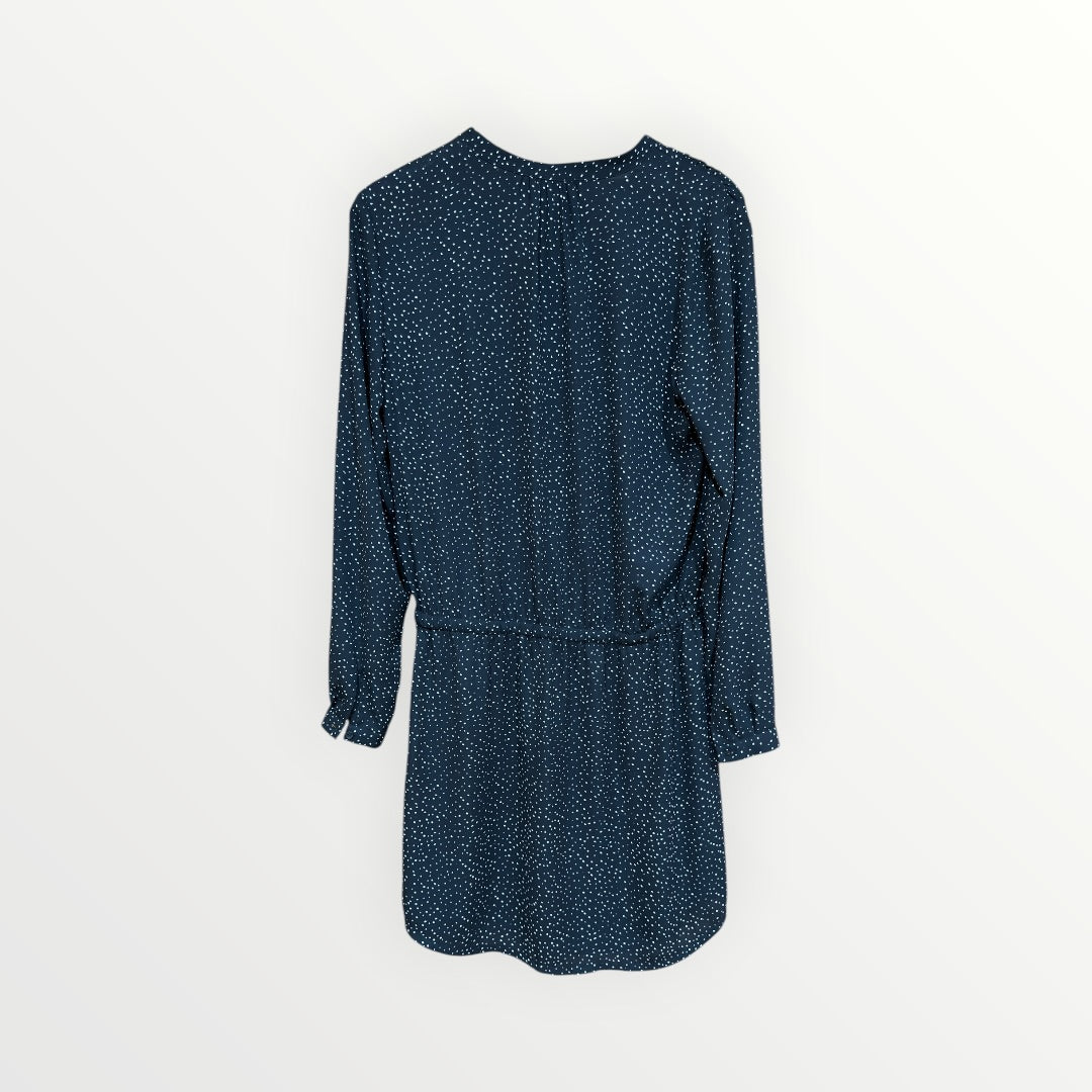 Hilary Radley Chevron Long Sleeve Shift Shirt Dress Navy Blue Size: S