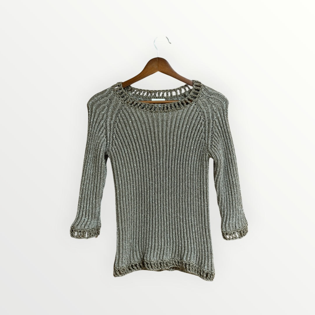 Chico's Macie Metallic Pullover Sweater Gray Size: 0
