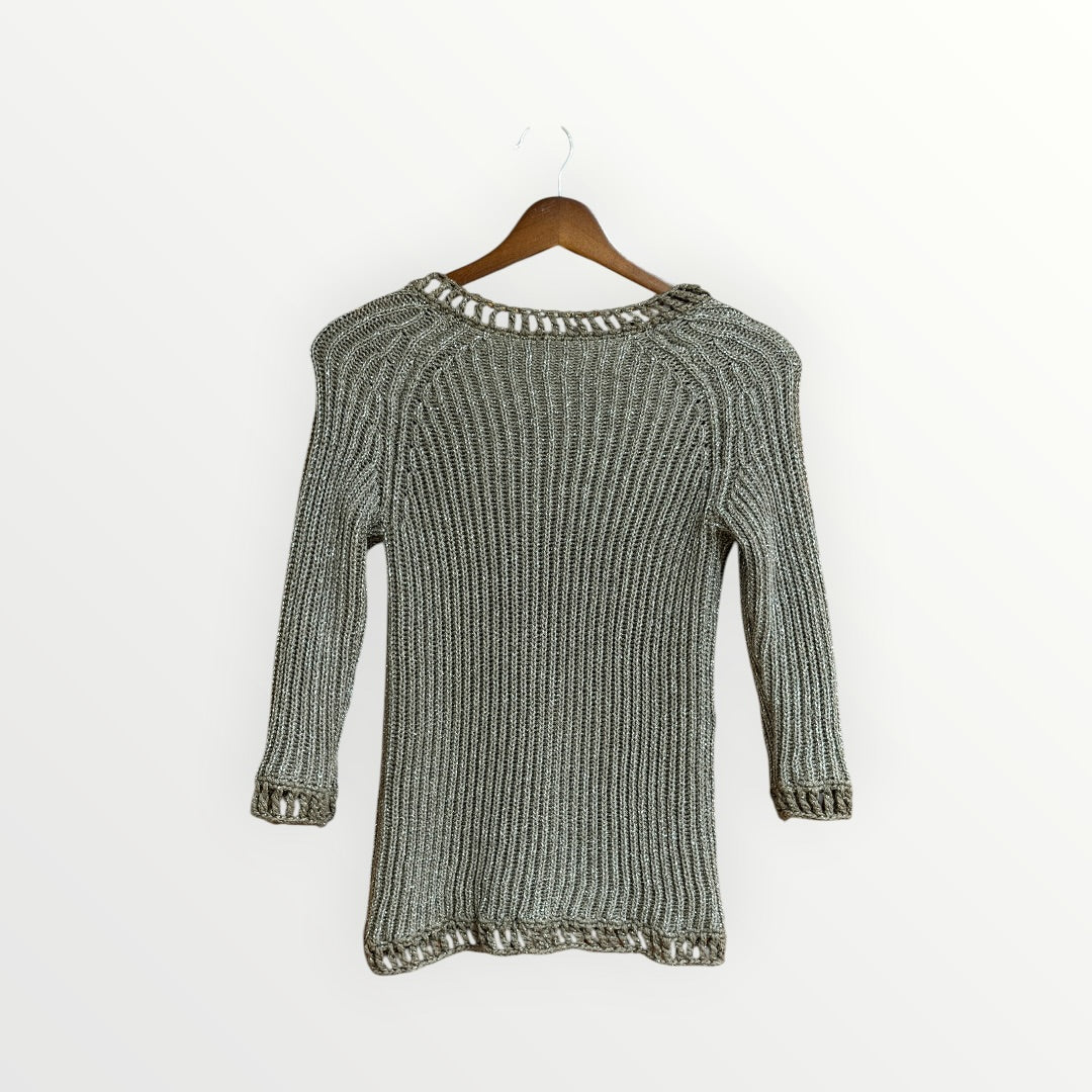 Chico's Macie Metallic Pullover Sweater Gray Size: 0