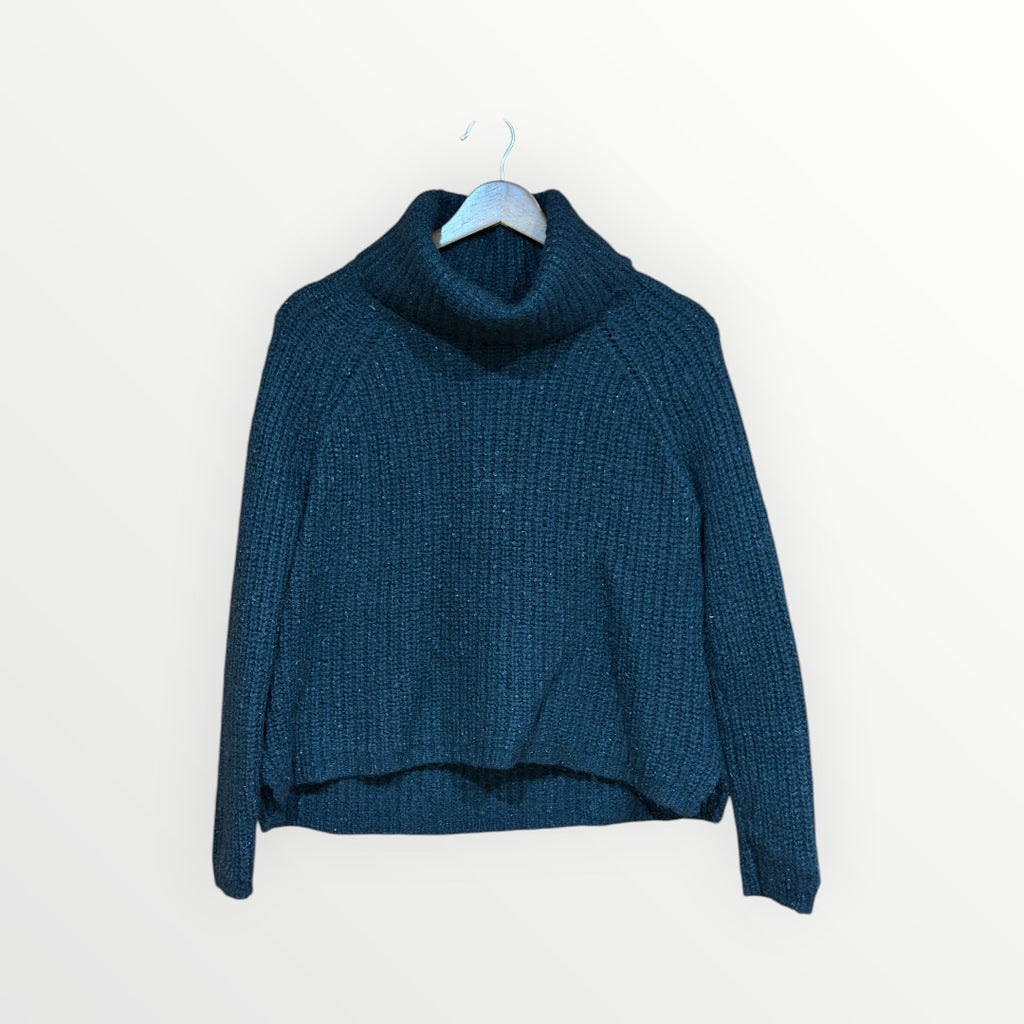 Women's Black Wool Turtleneck Relaxed Fit Size: XS