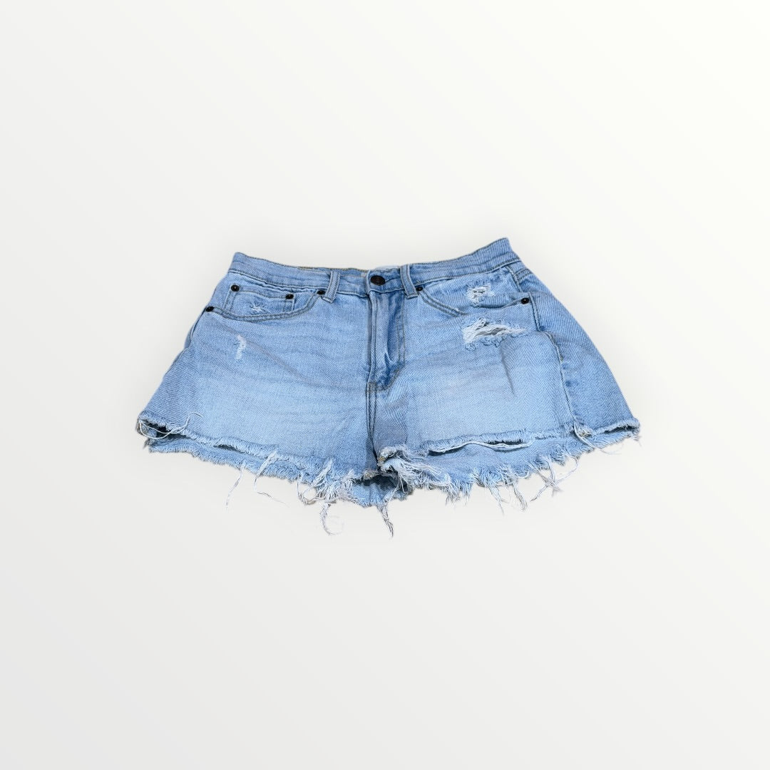 Abercrombie & FItch Light blue Denim High Rise Shorts with Frayed Edges Size 24