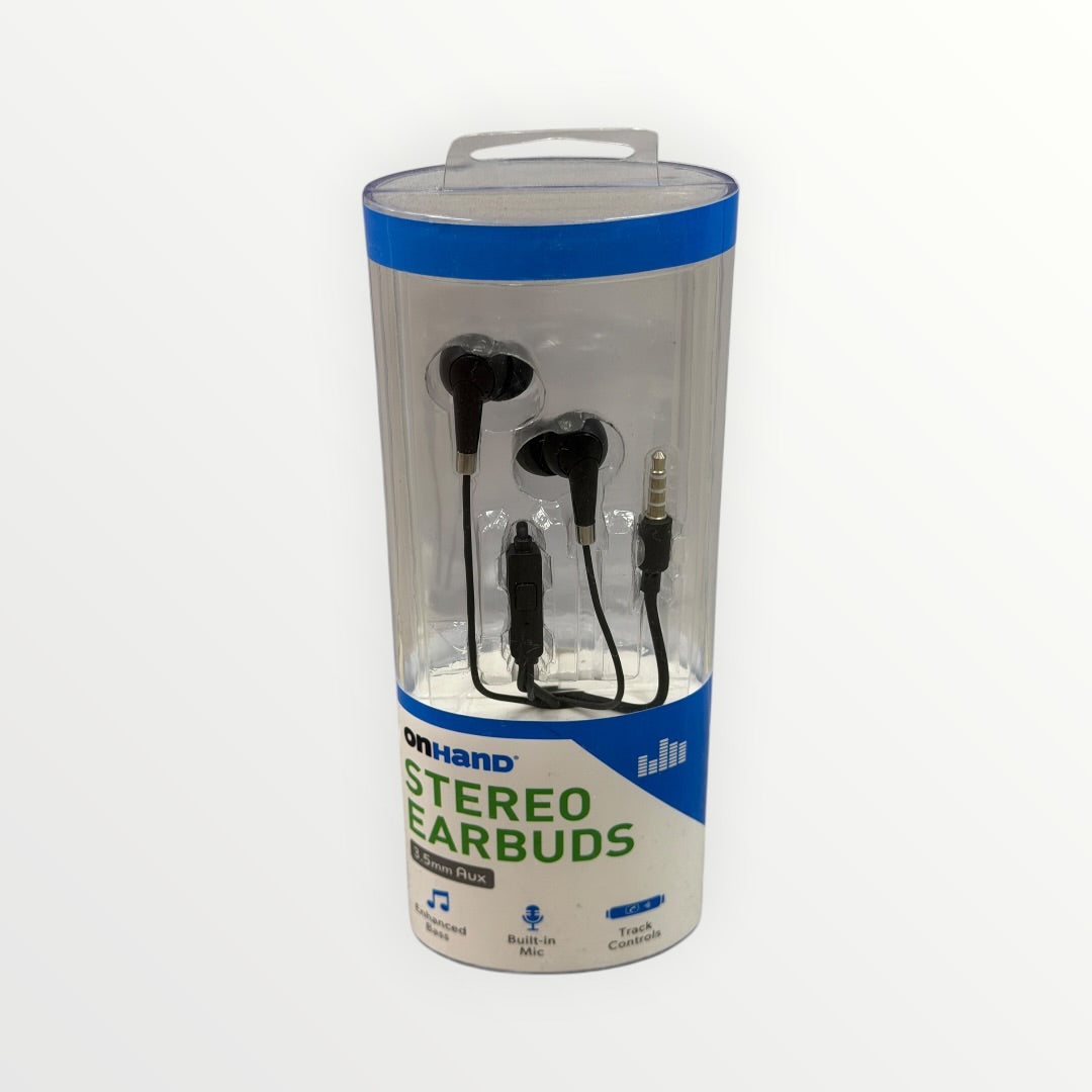 Onhand Black Wired Stereo Earbuds