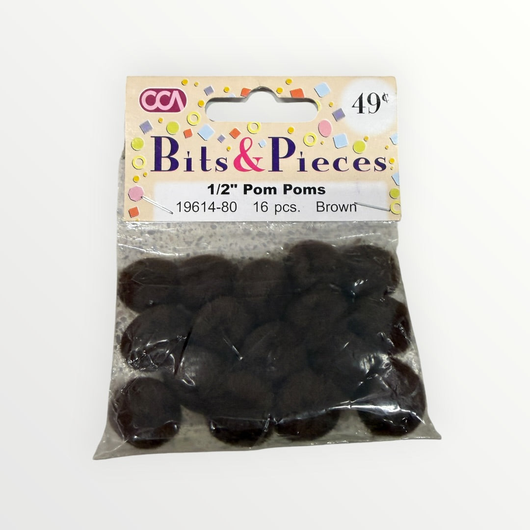 "Bits & Pieces" 1/2" Black Craft Pom Poms