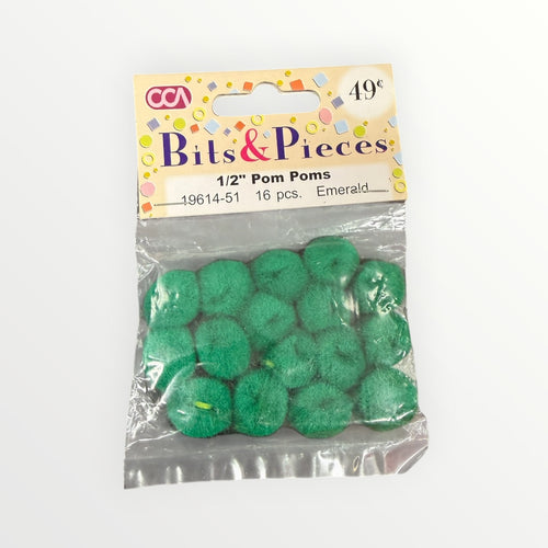 "Bits & Pieces" 1/2" Black Craft Pom Poms