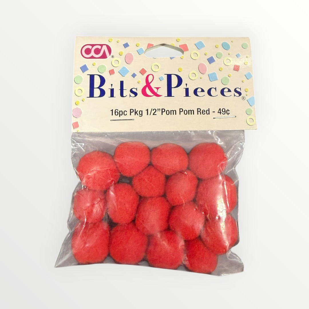 "Bits & Pieces" 1/2" Black Craft Pom Poms