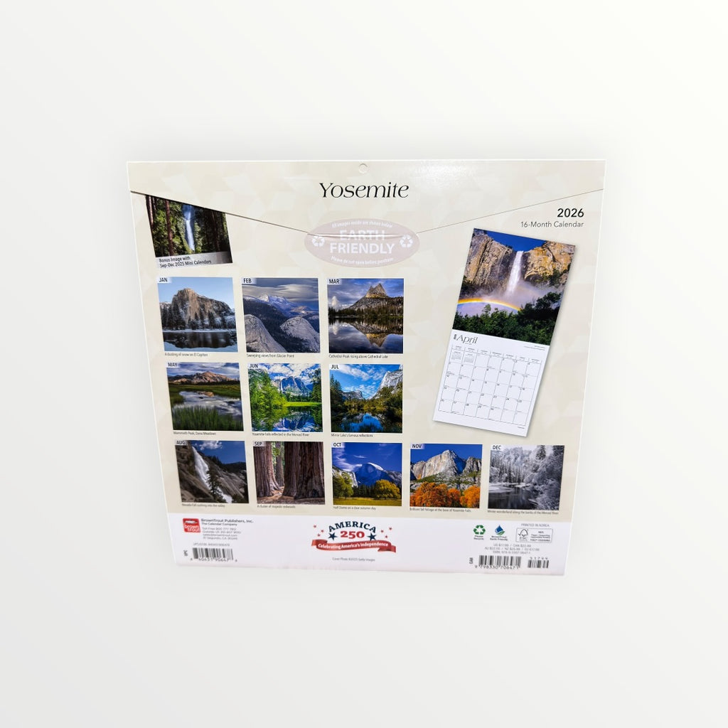 Yosemite 2026 16-Month Wall Calendar 12" x 12"