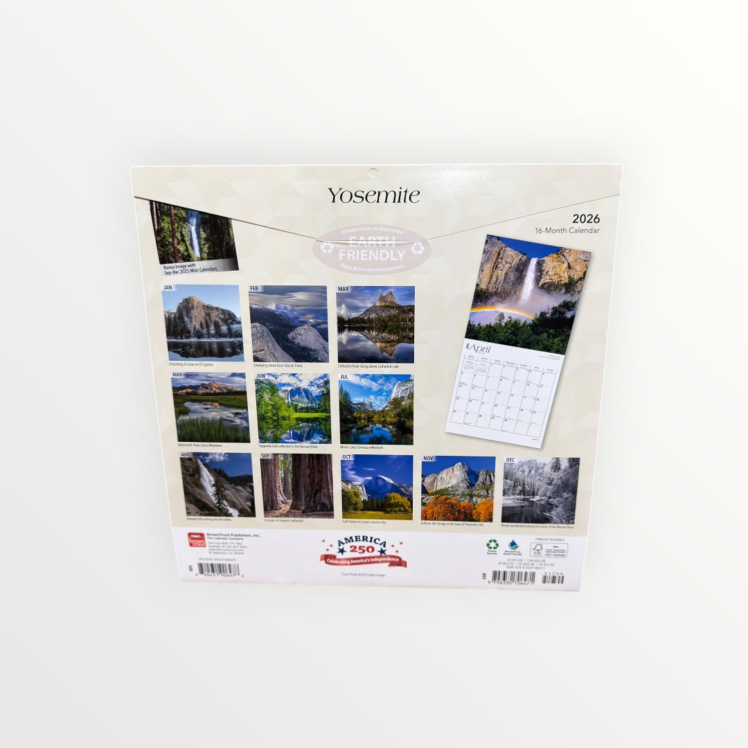 Yosemite 2026 16-Month Wall Calendar 12" x 12"