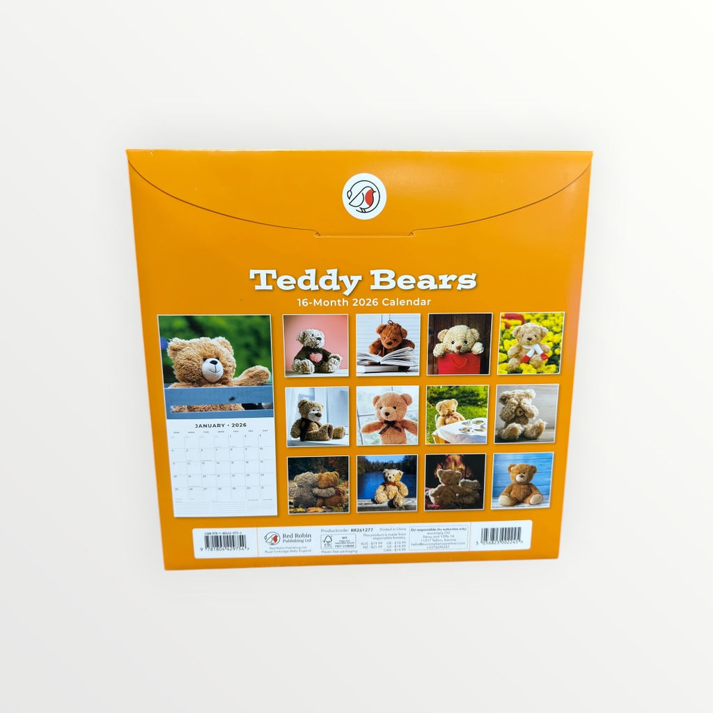 Red Robin Publishing TEDDY BEARS 16-Month 2026 Calendar 12" x 12"