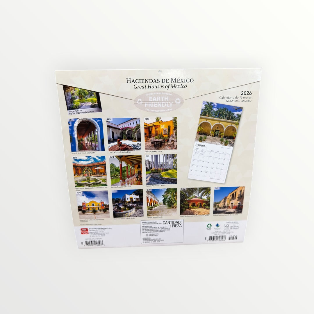 BrownTrout Publishers GREAT HOUSES OF MEXICO 2026 16-Month Calendar 12" x 12"