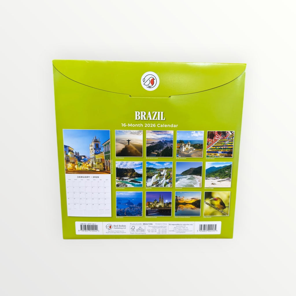 Red Robin Publishing BRAZIL 16-Month 2026 Calendar 12" x 12"
