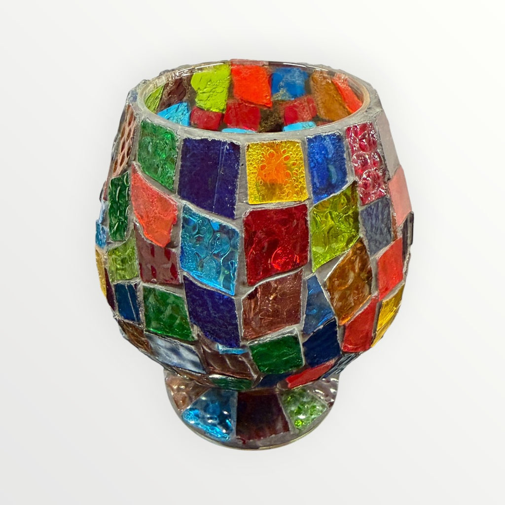 Vintage Handmade Stained Glass Votive Candle Holder