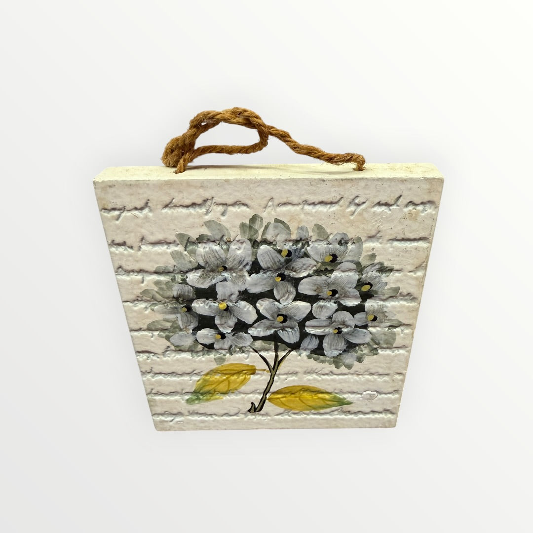 Home Interiors Hand-Painted Ceramic Hanging Plaque - Hydrangea