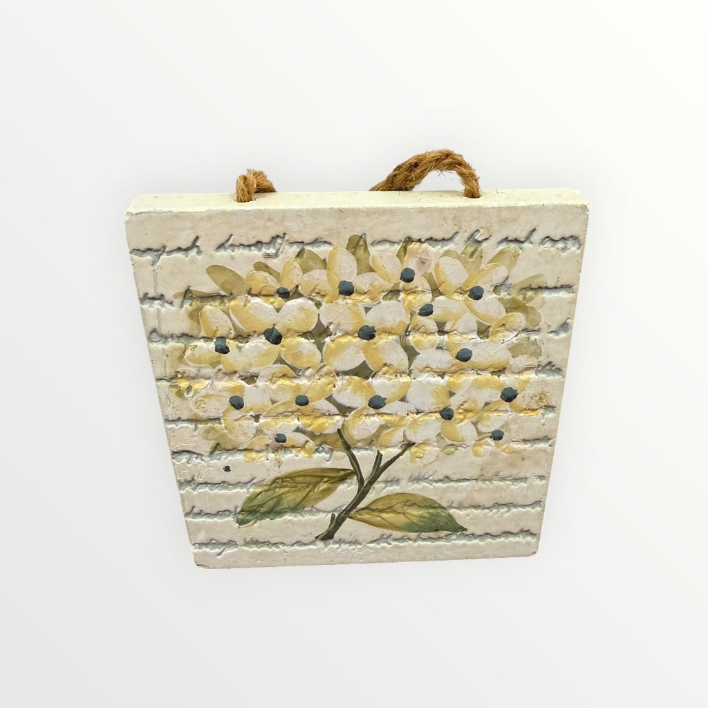 Home Interiors Hand-Painted Ceramic Hanging Plaque - Hydrangea