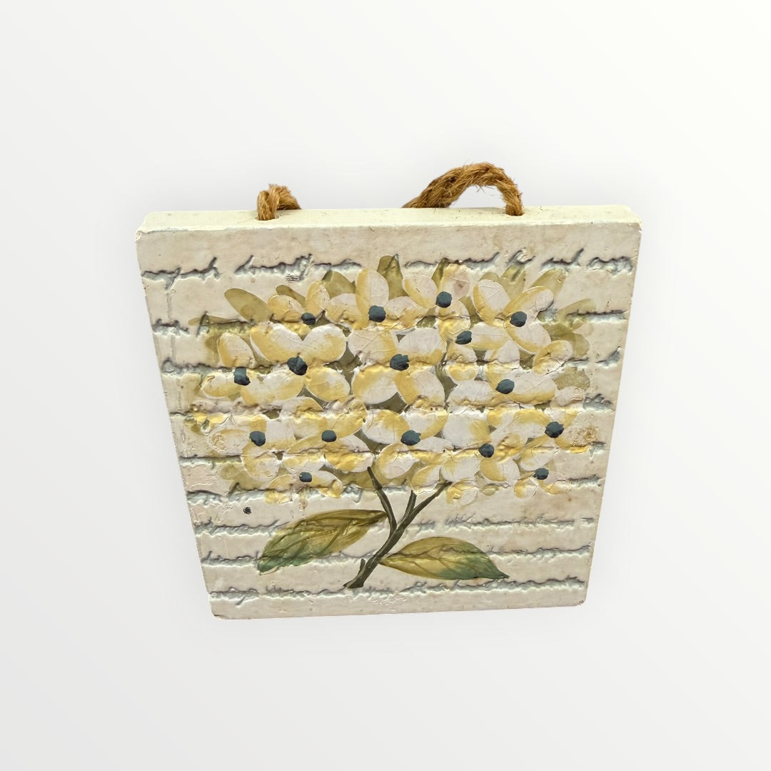 Home Interiors Hand-Painted Ceramic Hanging Plaque - Hydrangea