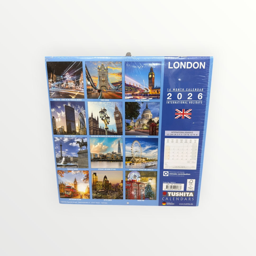 Tushita Calendars LONDON 2026 16-Month Calendar 12" x 12"