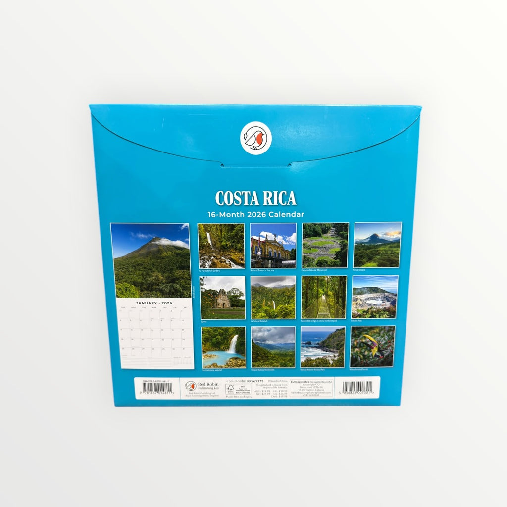 Red Robin Costa Rica 2026 16-Month Calendar 12" x 12"