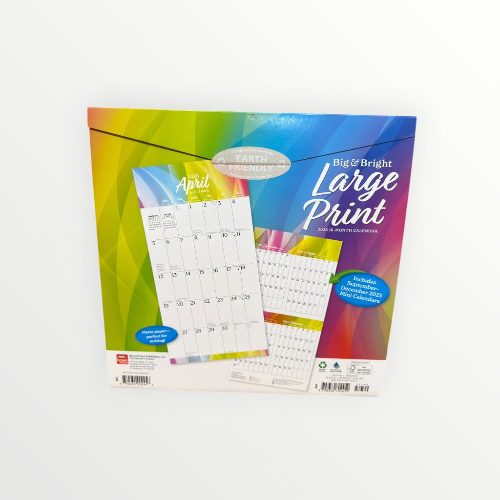 BrownTrout Publishers Big & Bright Large Print 2026 16-Month Calendar 12" x 12"