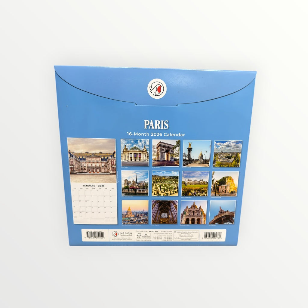 Red Robin Publishing PARIS 2026 16-Month Calendar 12" x 12"