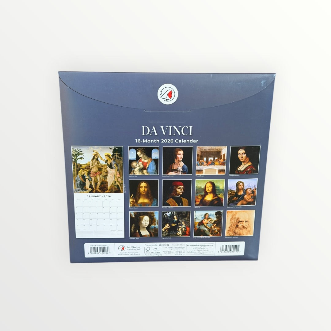 Red Robin Publishing DA VINCI 2026 16-Month Calendar 12" x 12"