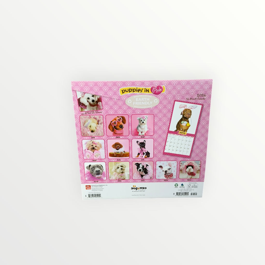 BrownTrout Publishers PUPPIES IN PINK 2026 16-Month Calendar 12" x 12"
