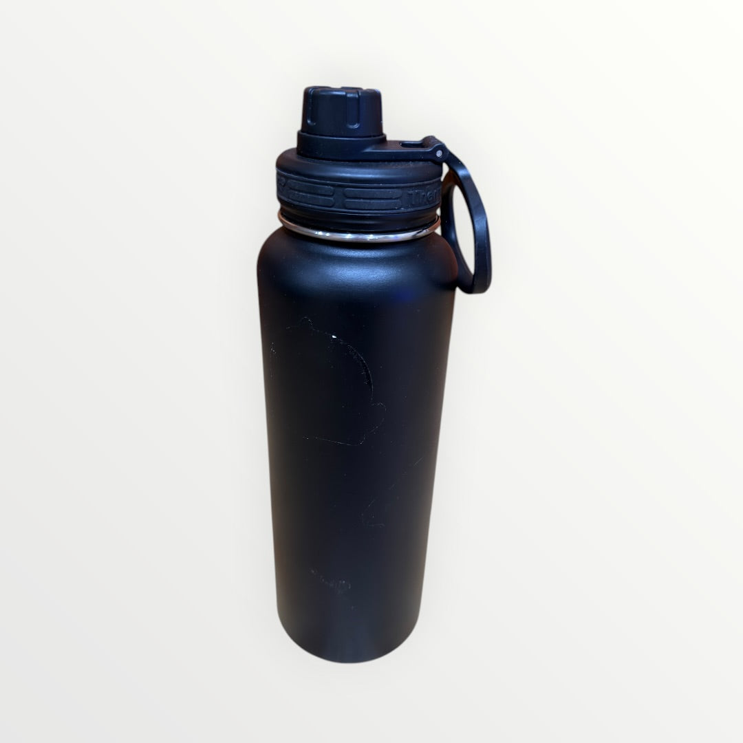 ThermoFlask Double Wall Vacuum Insulated Stainless Steel Water Bottle with Spout Lid 40oz Pitch Black