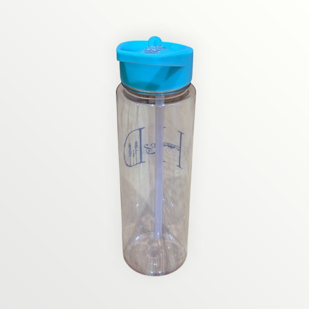 Clear Plastic Sports Bottle with Handle and Straw 700ml