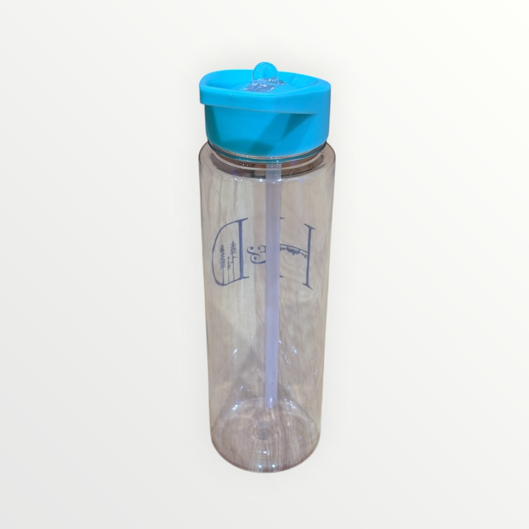 Clear Plastic Sports Bottle with Handle and Straw 700ml
