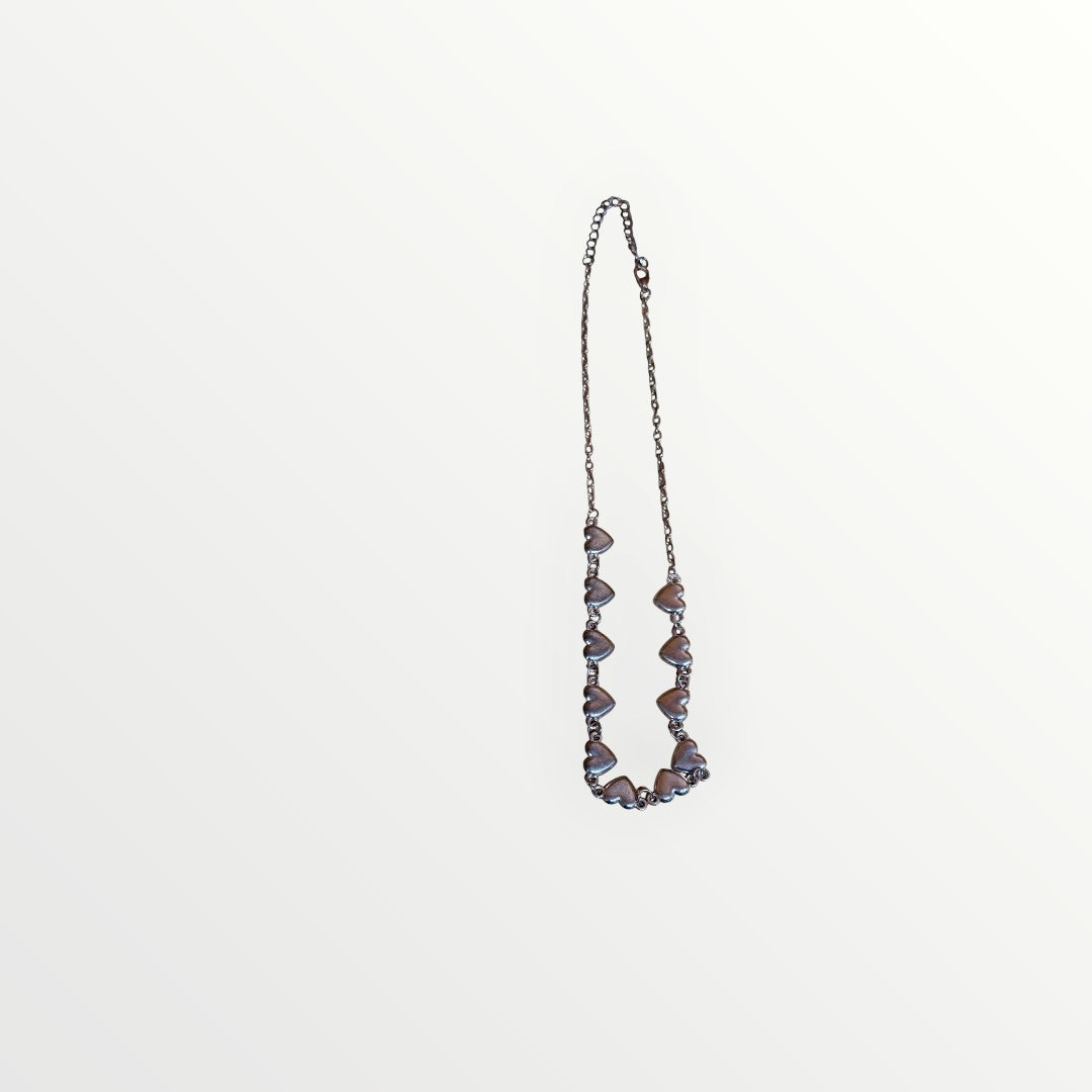 Rose Silver-tone Multi-Heart Link Necklace