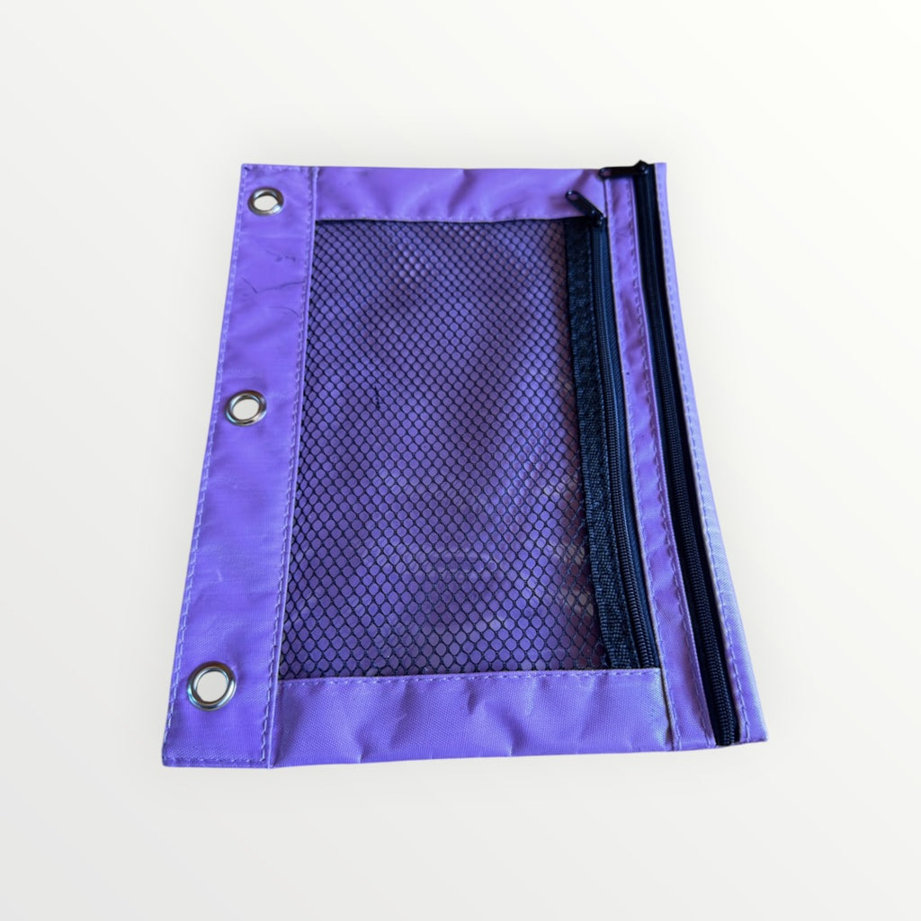 3-Ring Binder Zipper Pouch: Dual-Compartment Clear Window Pencil Case 10" x 7.5"