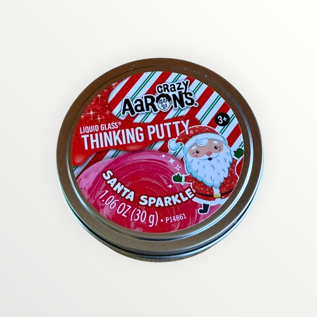 Crazy Aaron's Santa Sparkle Liquid Glass Thinking Putty Tin - Red