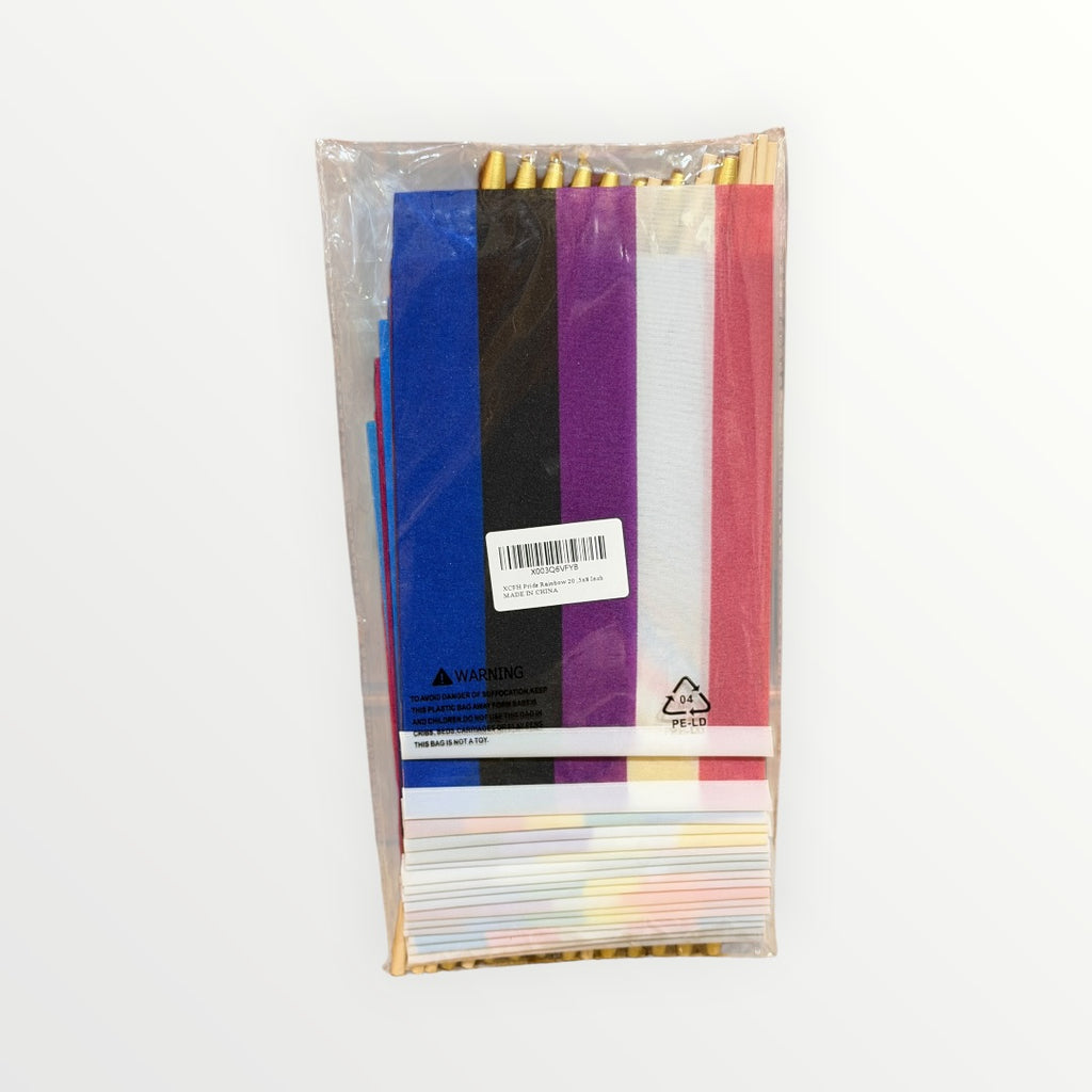 Pride Rainbow Stick Flags 5" x 8" Set of 20