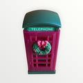 Vintage Red TELEPHONE BOOTH Christmas Village 3"H