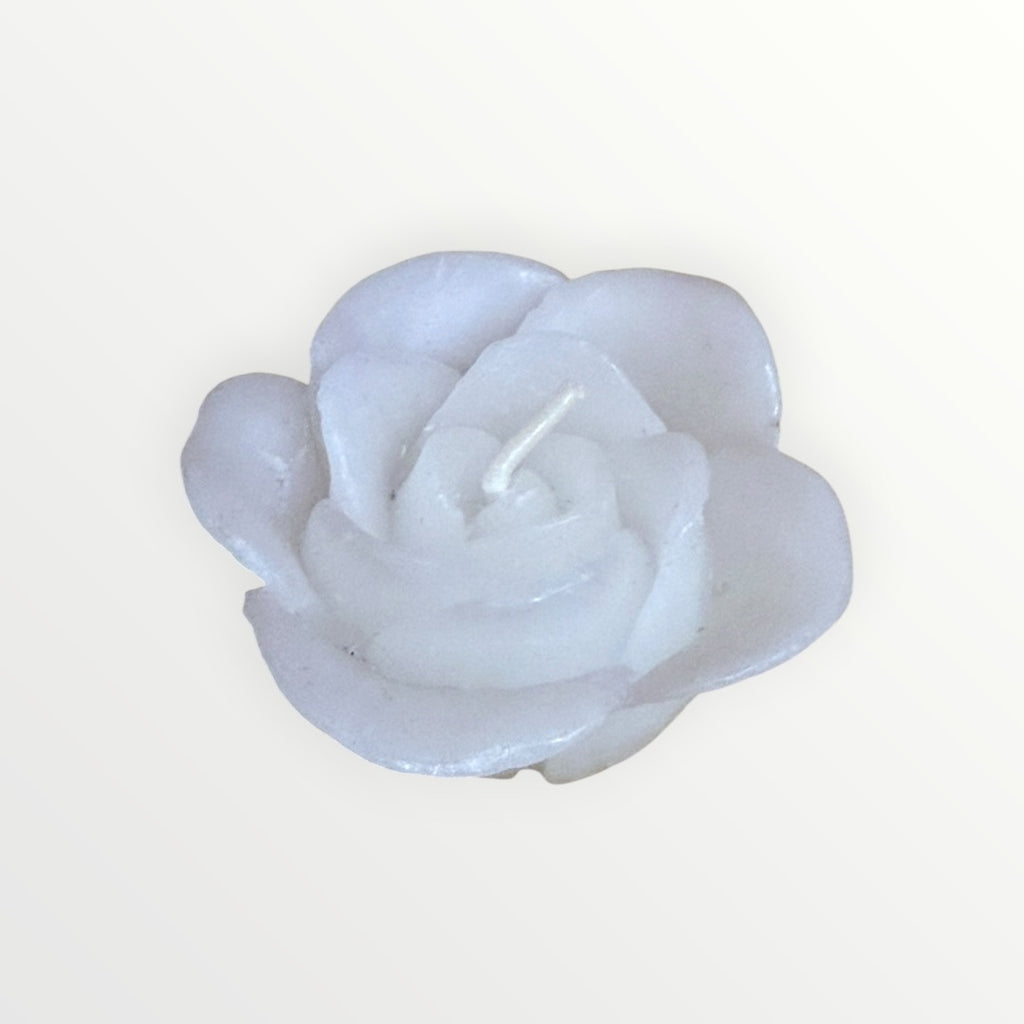 White Rose-Shaped Floating Candle 2.75" Gardenia Scented