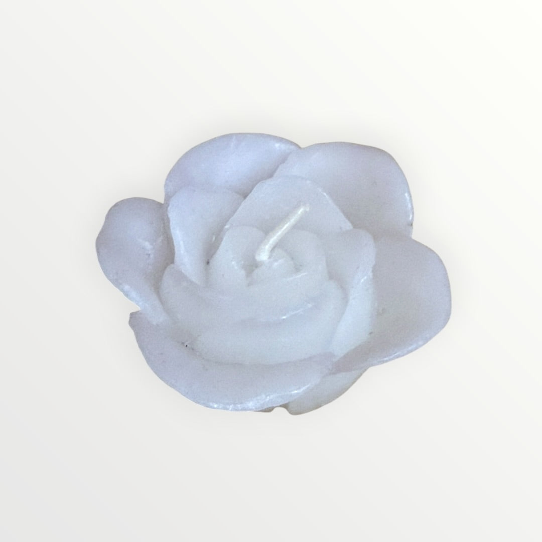 White Rose-Shaped Floating Candle 2.75" Gardenia Scented