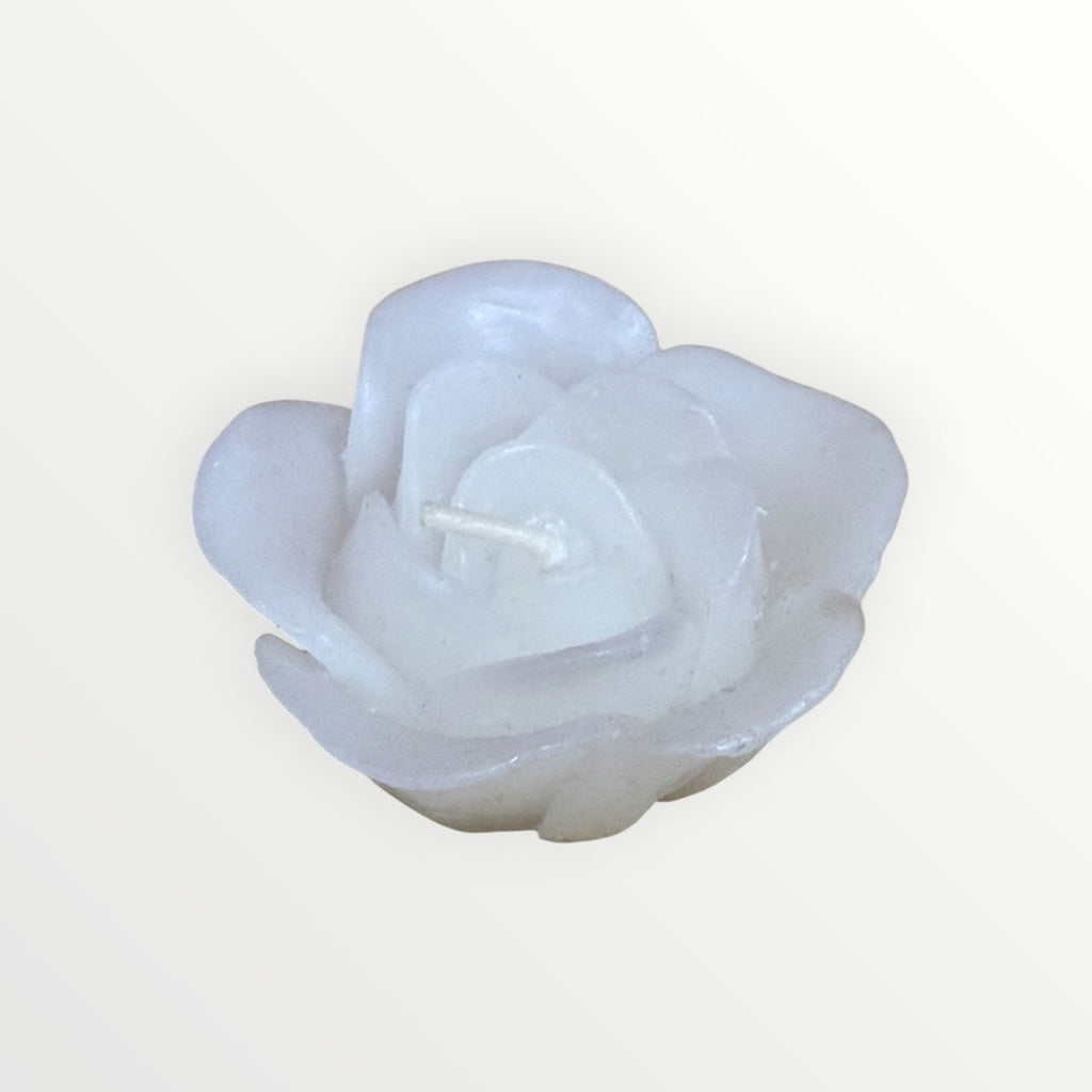 White Rose-Shaped Floating Candle 2.75" Gardenia Scented
