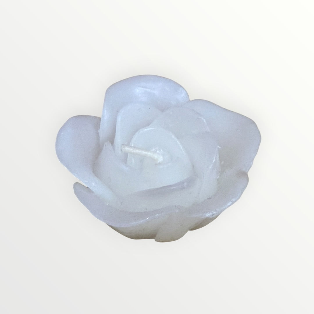 White Rose-Shaped Floating Candle 2.75" Gardenia Scented
