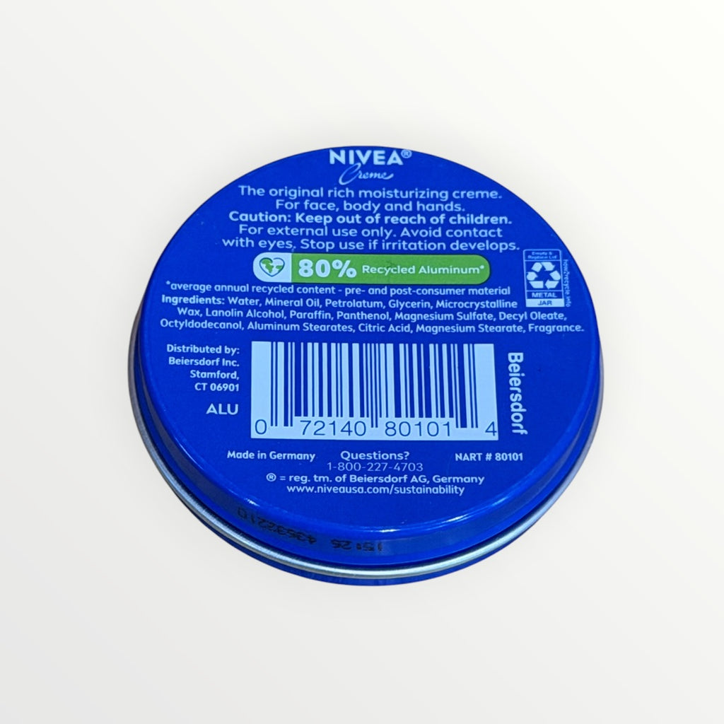 Nivea Creme Moisturizing Body, Hand and Face Cream, 1 oz Tin