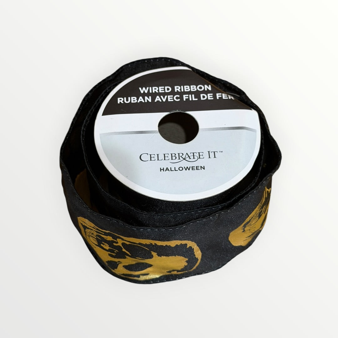 Celebrate It Halloween Wired Ribbon Skull Pattern