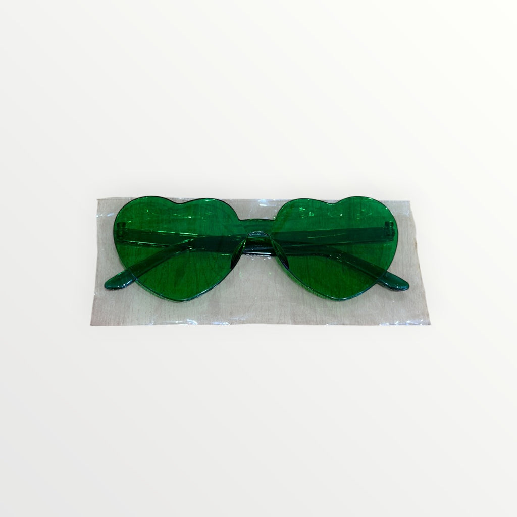 Green Heart-Shaped Sunglasses - Festival & Party Eyewear