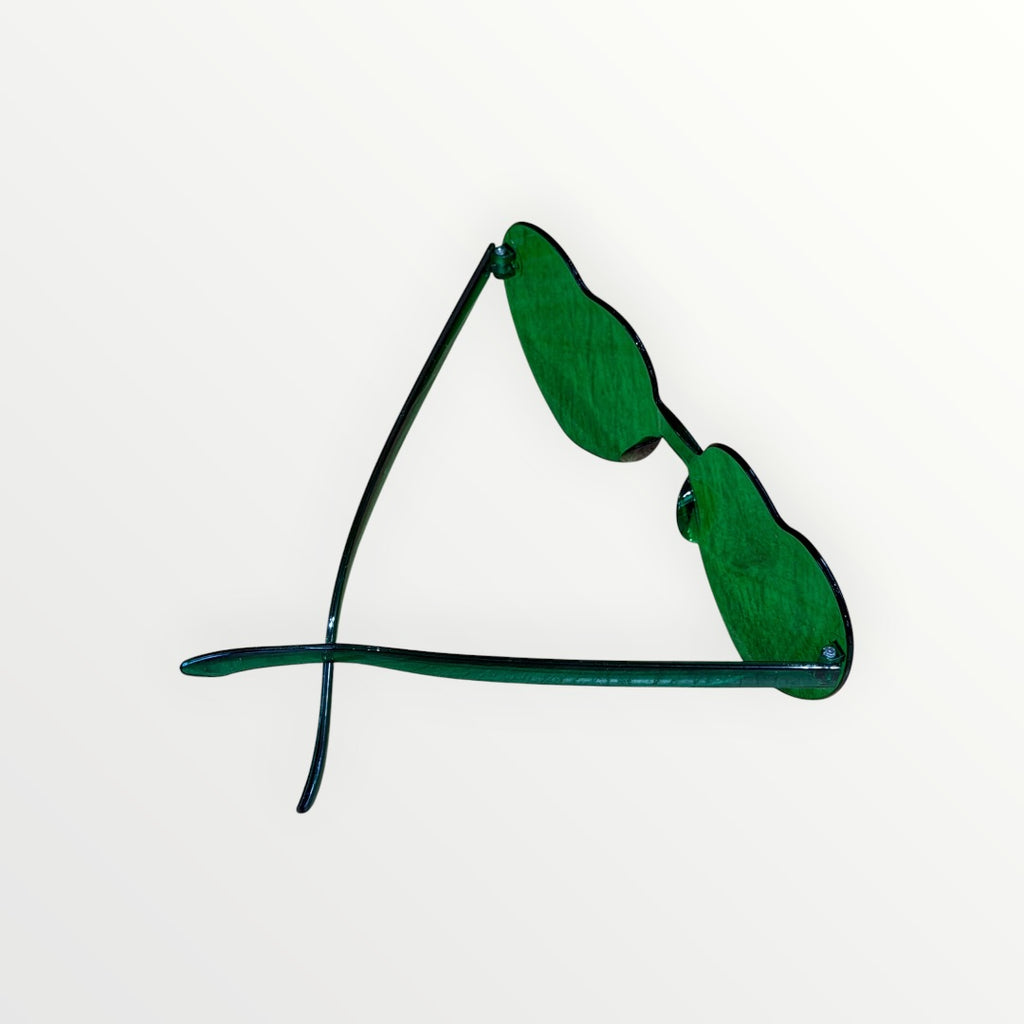 Green Heart-Shaped Sunglasses - Festival & Party Eyewear