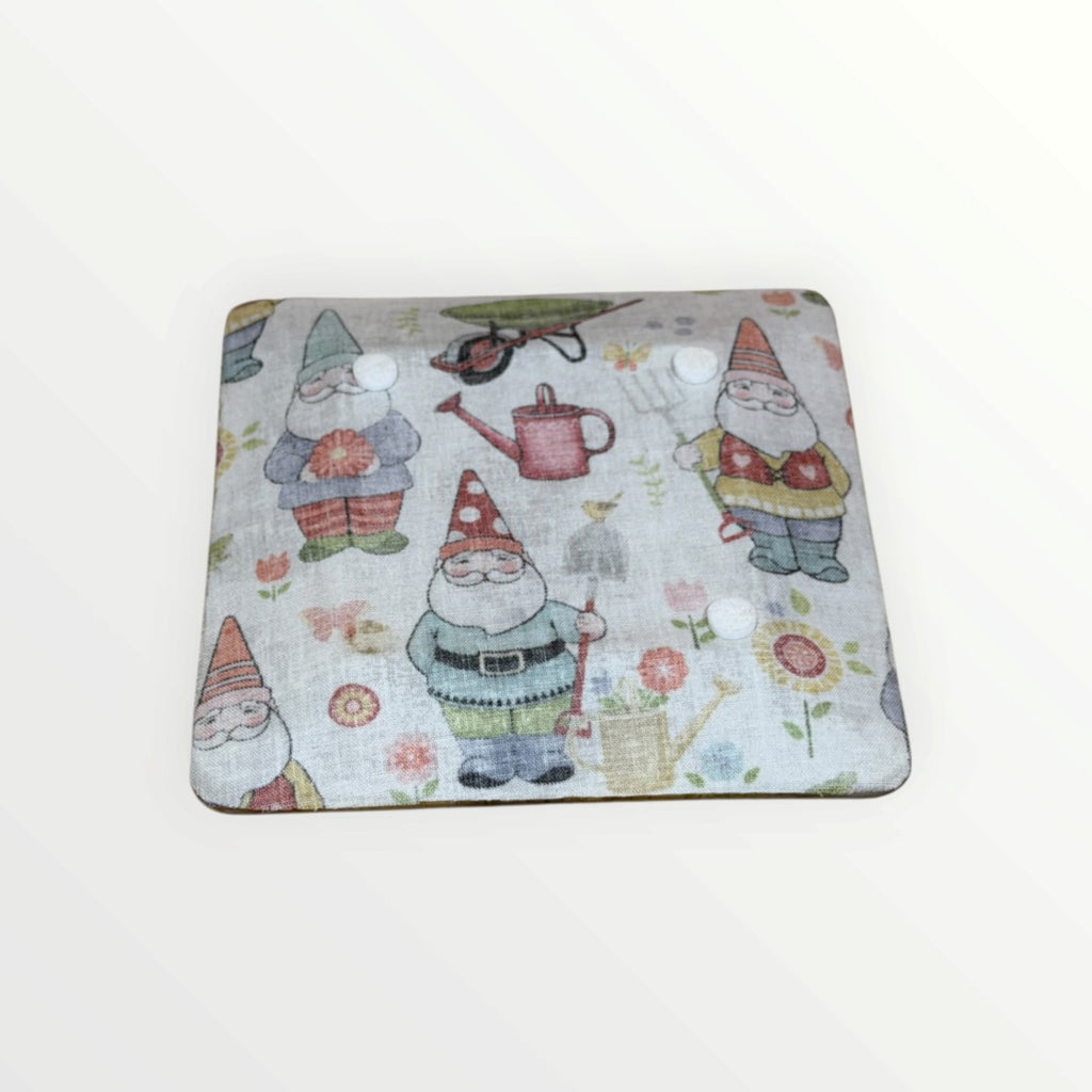 Garden Gnomes Decoupage Glass Plate 6"x 6"