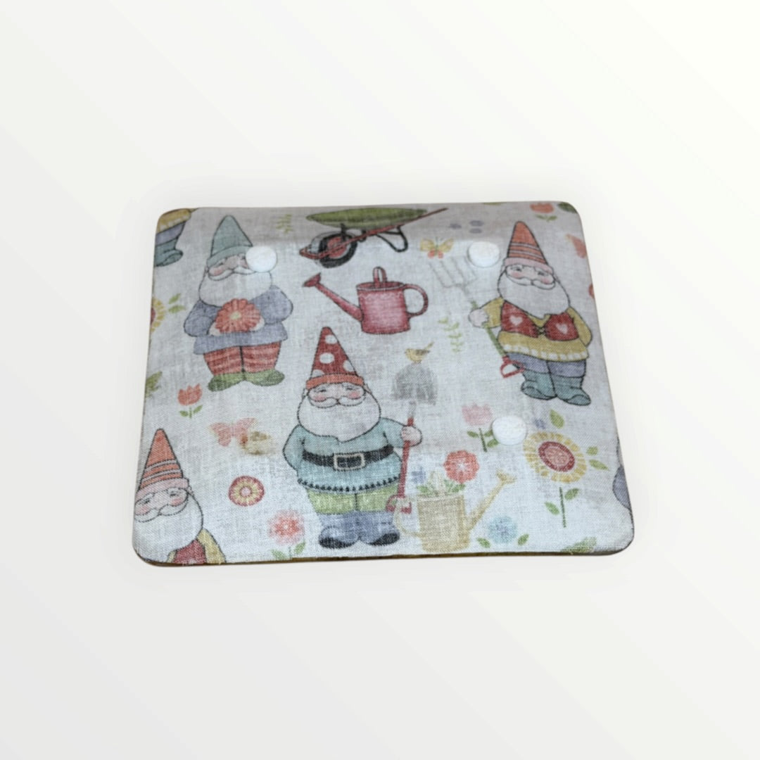 Garden Gnomes Decoupage Glass Plate 6"x 6"