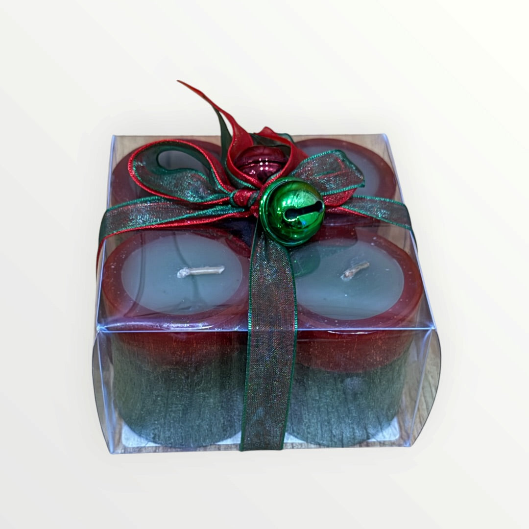 Pier 1 Imports Apple Crisp 4 Mini Pillars Candles Boxed Set