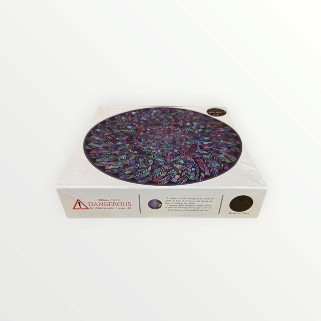 Bgraamiens Puzzle-The Indian Feather-1000 Pieces Round Puzzle Color Challenge Jigsaw Puzzles for Adults and Kids