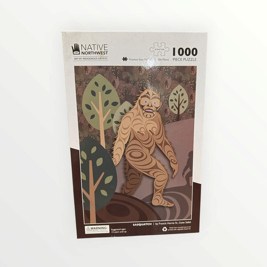 Native Northwest Sasquatch 1000-Piece Jigsaw Puzzle Artwork by Coast Salish Artist Francis Horne Sr.