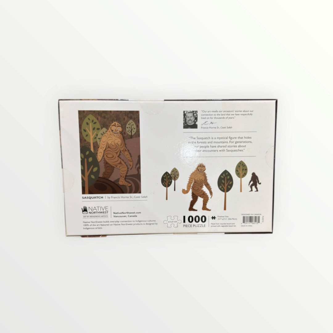 Native Northwest Sasquatch 1000-Piece Jigsaw Puzzle Artwork by Coast Salish Artist Francis Horne Sr.