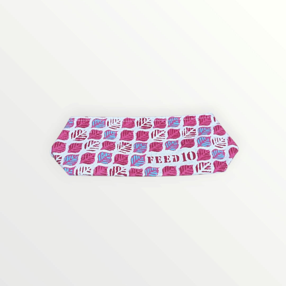 Clarins Feed 10 Red/Leaves Canvas Cosmetic Bag