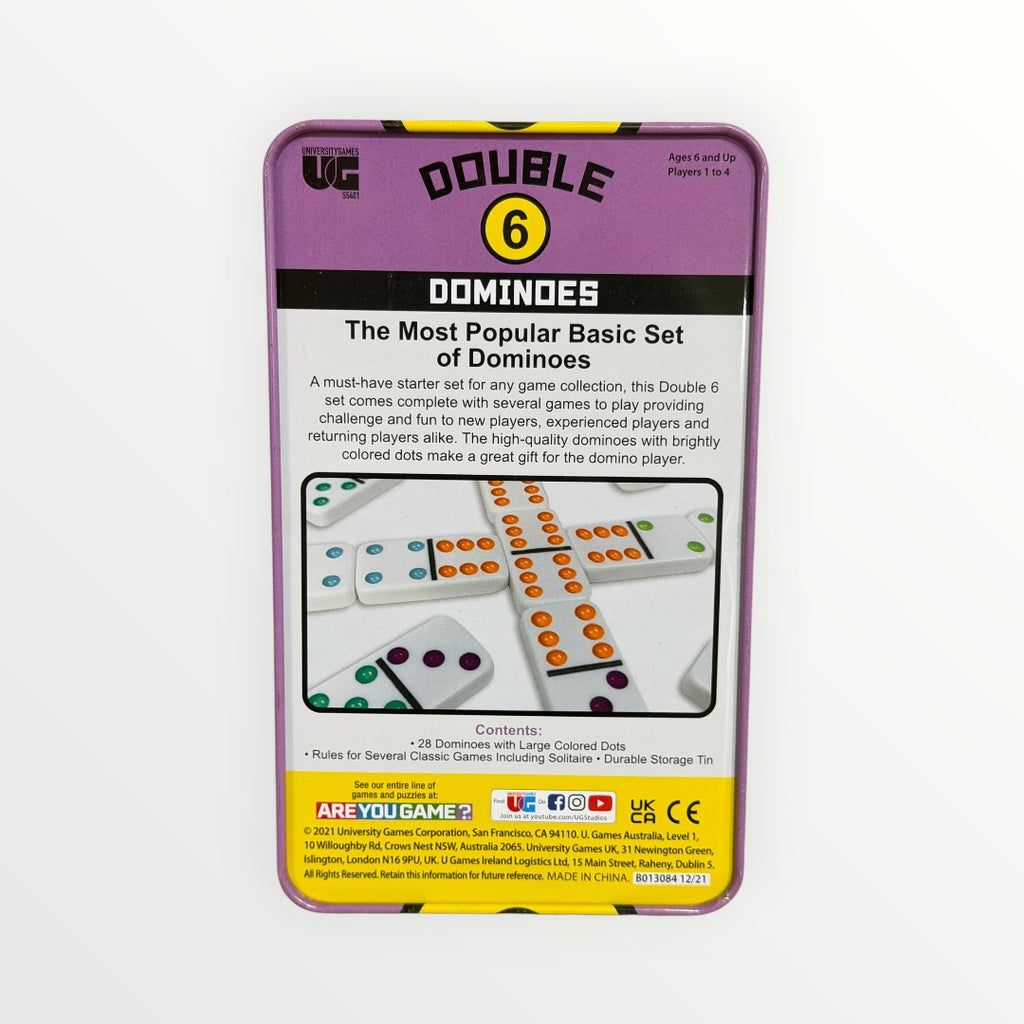 University Games Double 6 Basic Dominoes Set Travel Tin