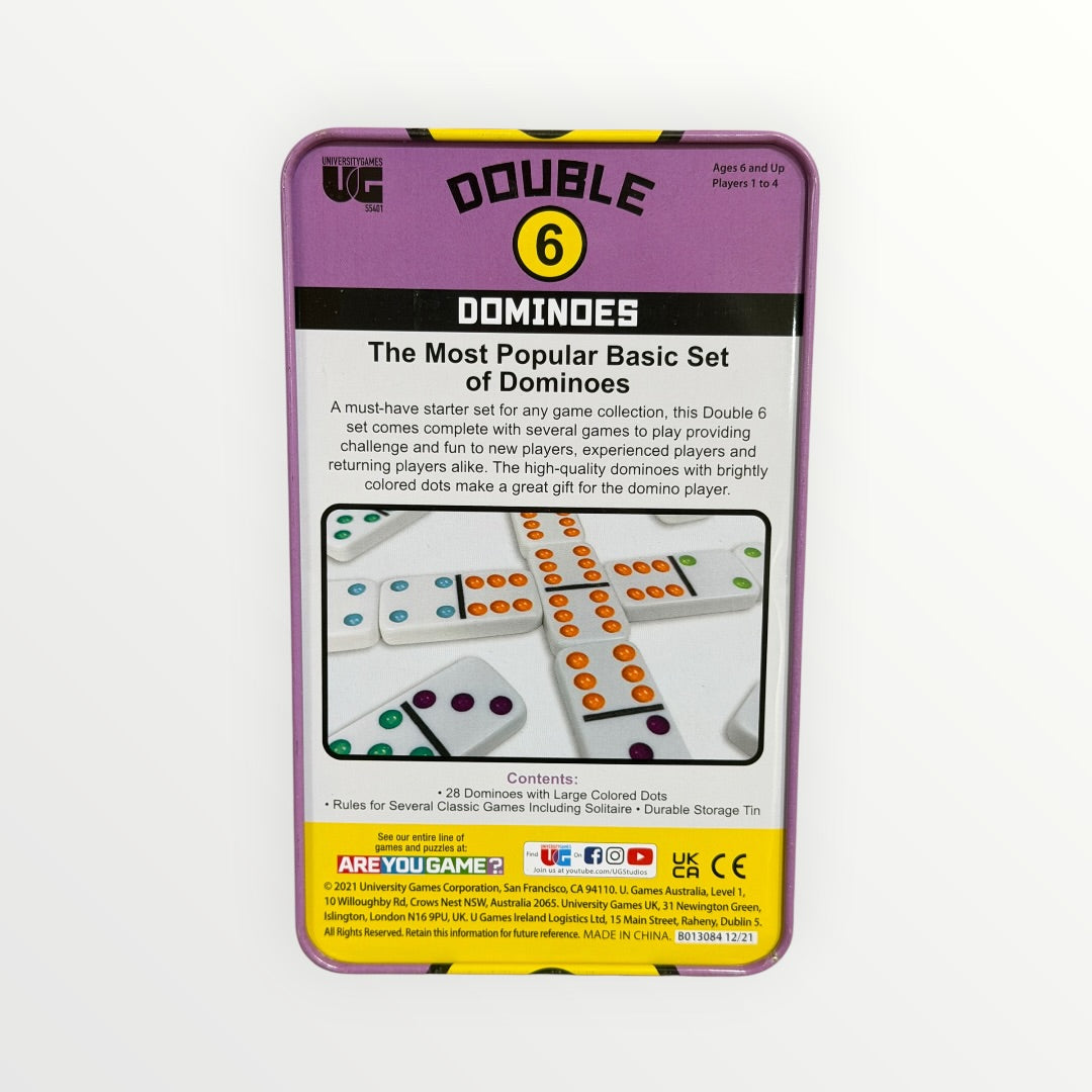 University Games Double 6 Basic Dominoes Set Travel Tin