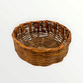 Vintage Hand-Woven Brown Wicker Basket 9"D x 4"H
